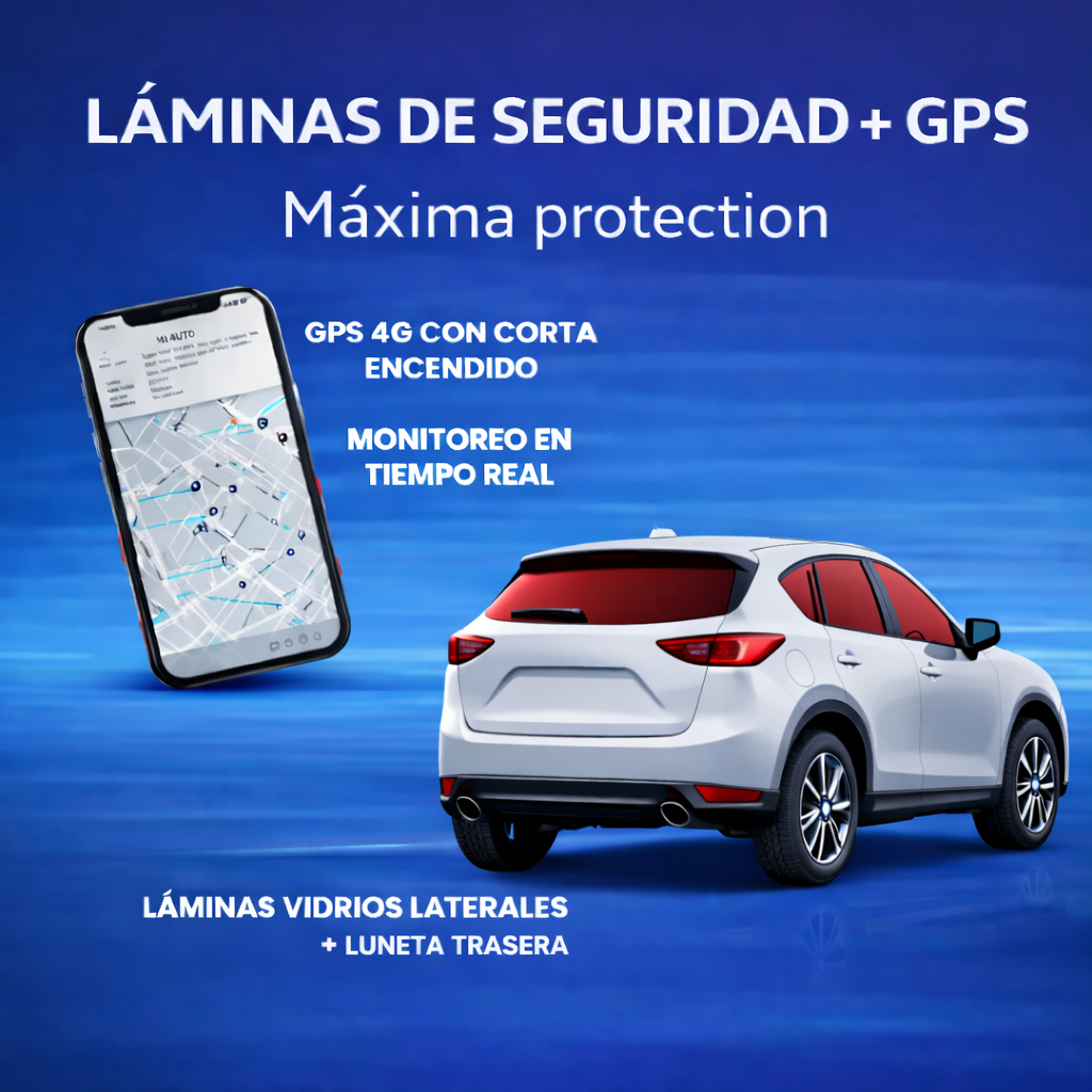 LÁMINAS VIDRIOS LATERALES CON LUNETA + GPS